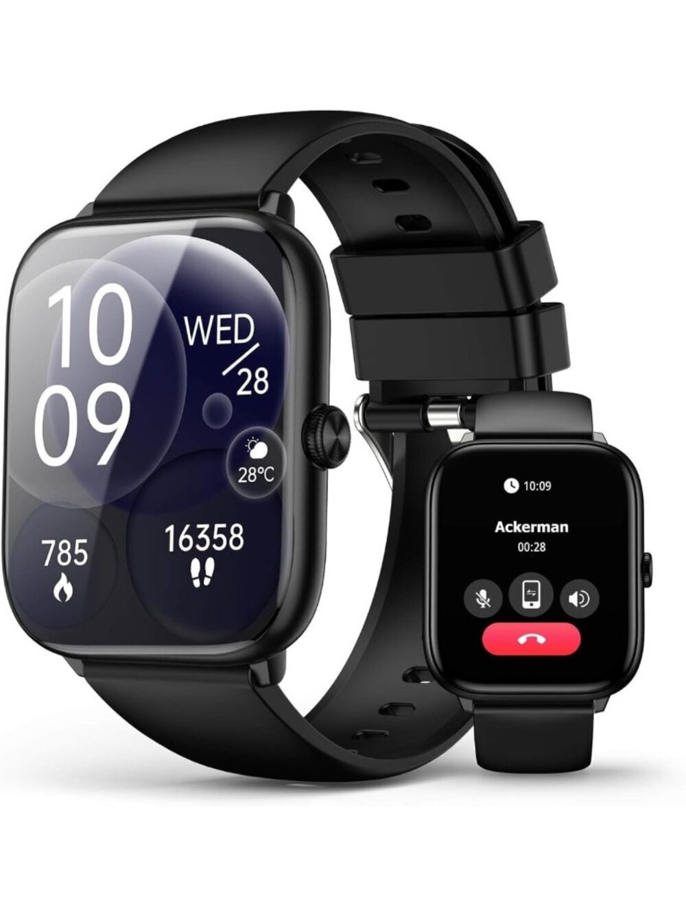 Stylish Black Smart Watch, Bluetooth Call, Fitness Tracker, 118 Sports Modes